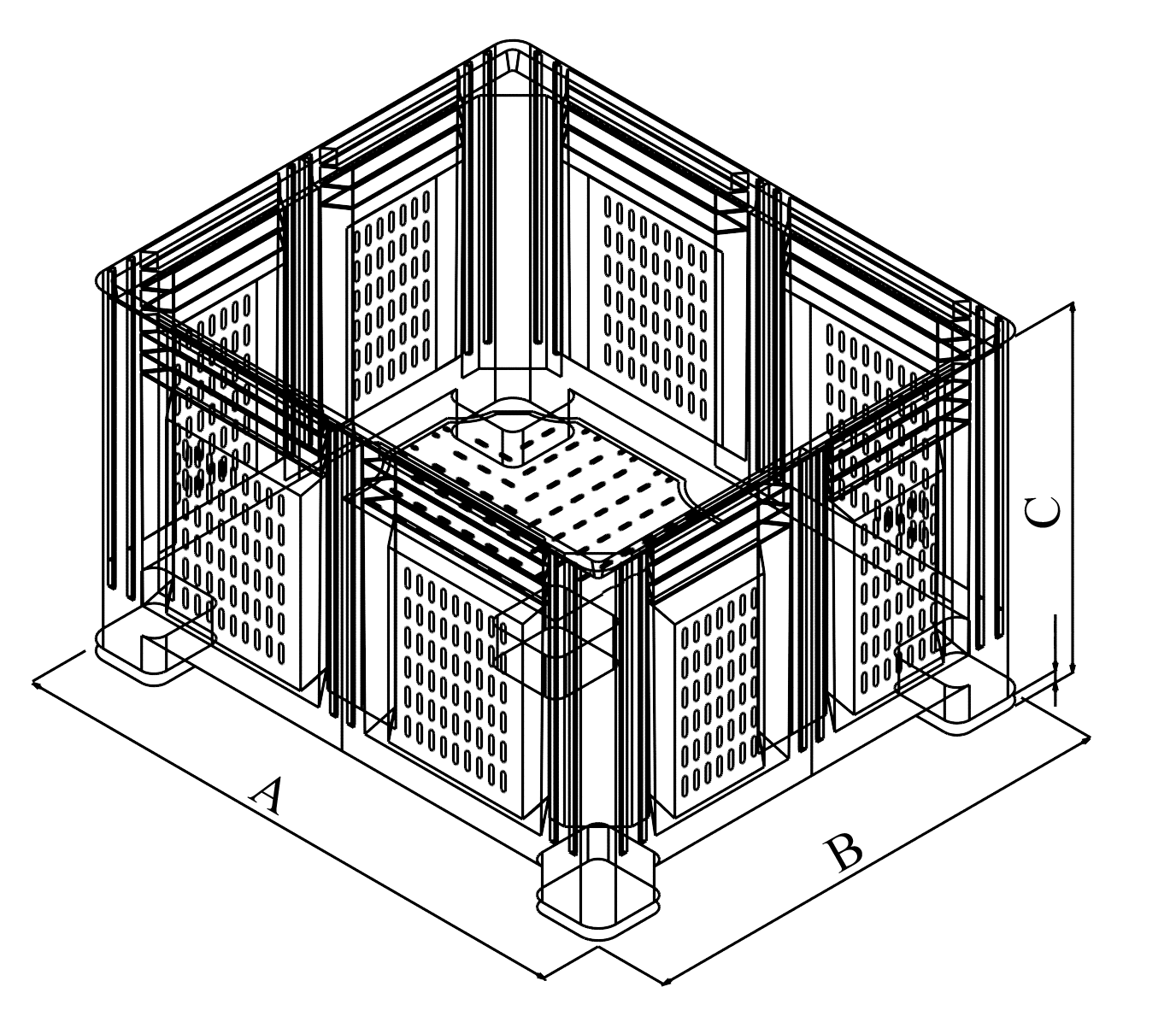 Perforated pallet boxes