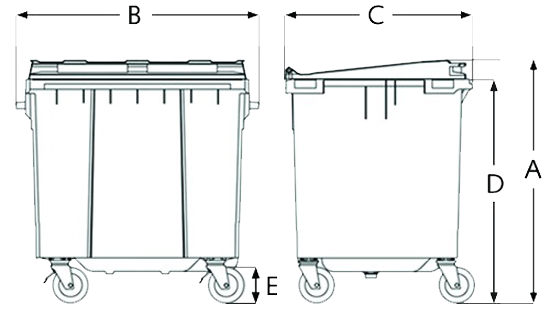 1100ltr flat top waste container